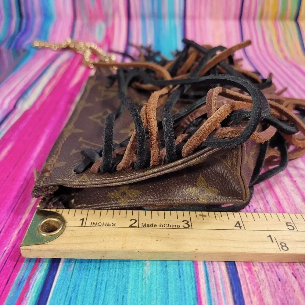 Louis Vuitton Boho Fringe Crossbody Bag Chain Strap Upcycled Auth - Picture 6 of 16